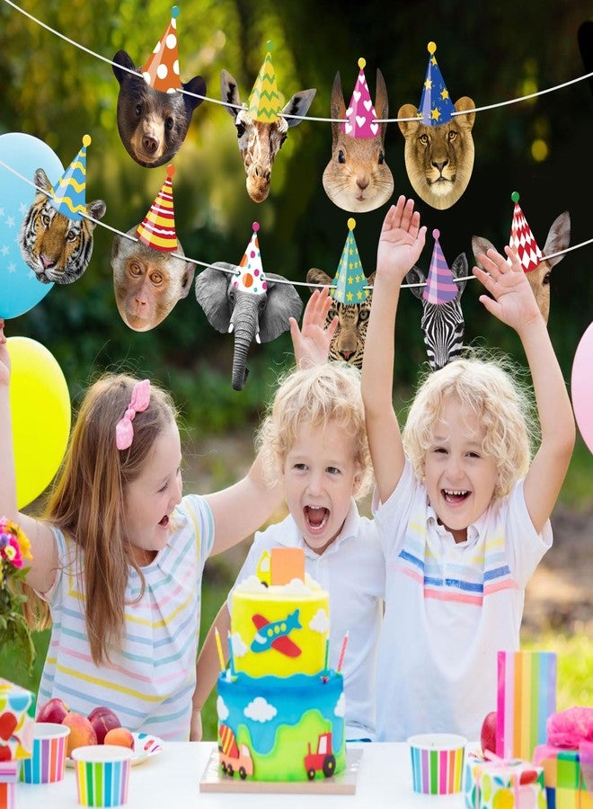 Adecortalk لافتة عيد ميلاد حيوانات السفاري من أديكورتالك، زينة حفلات عيد ميلاد حيوانات برية للأطفال، زينة حفلات بطابع حديقة حيوانات الغابة - Image 5